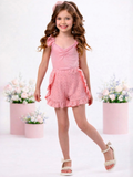 Coral Breeze Eyelet Ruffle Short Set