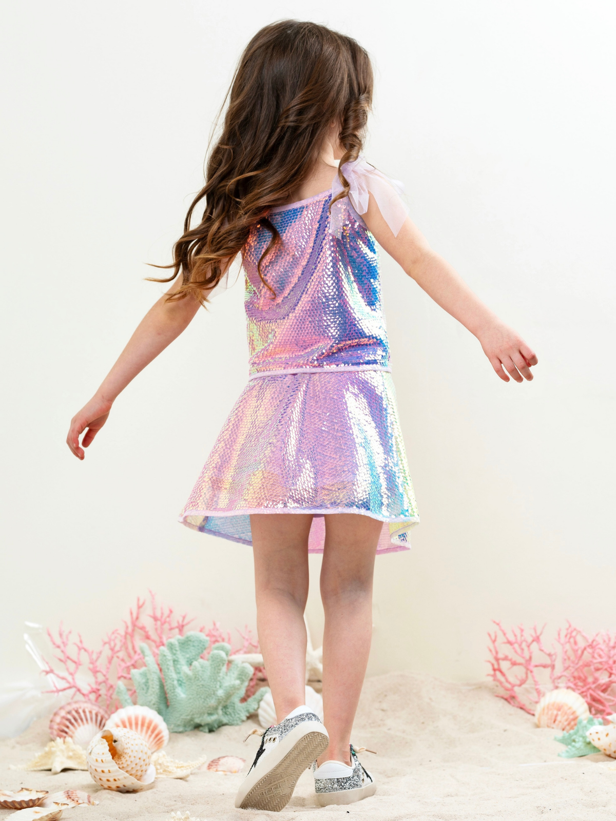 Iridescent Shine Sequin Top and Matching Skirt Set