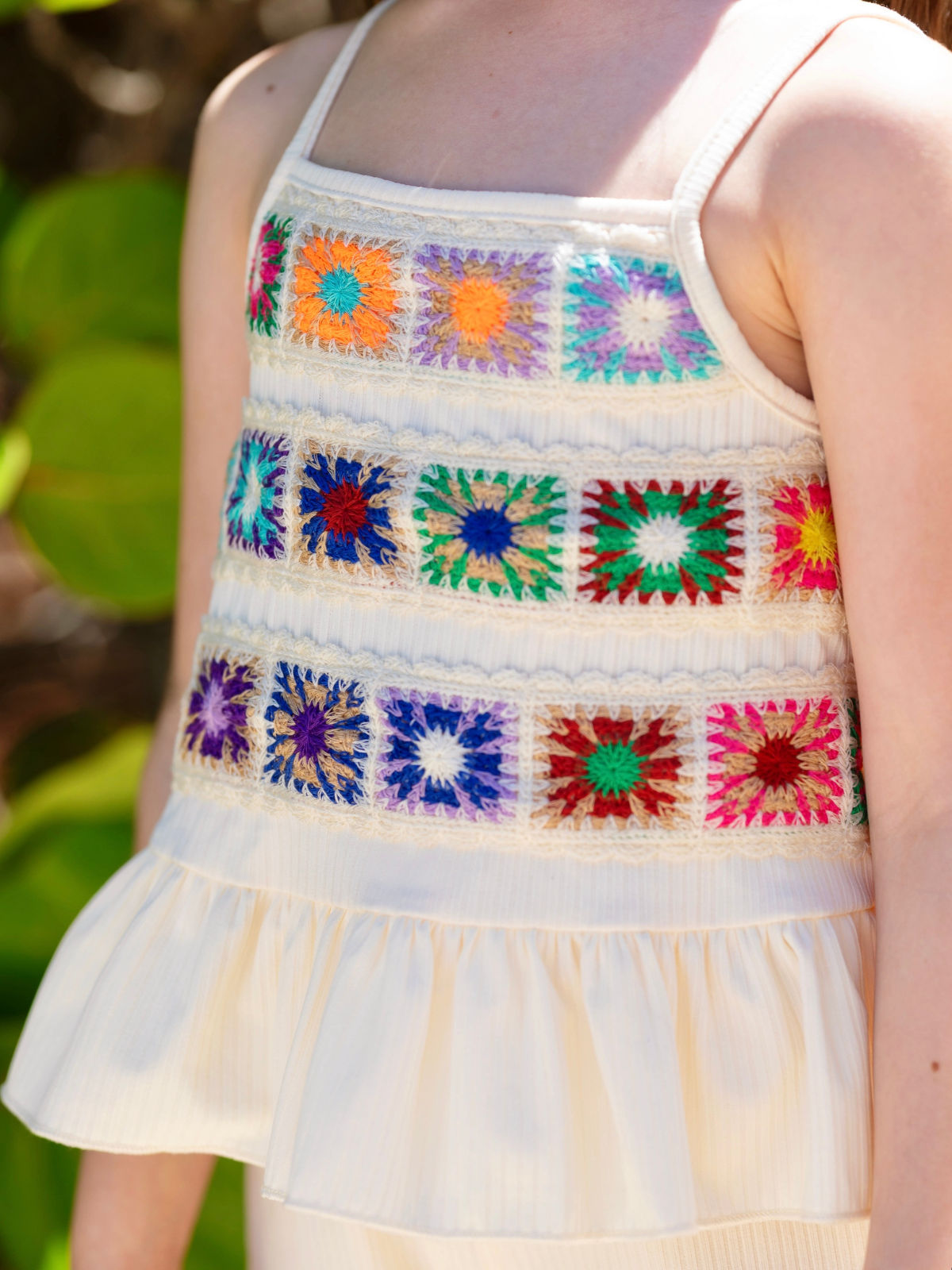 Coastal Cream Crochet Peplum Top and Short Set