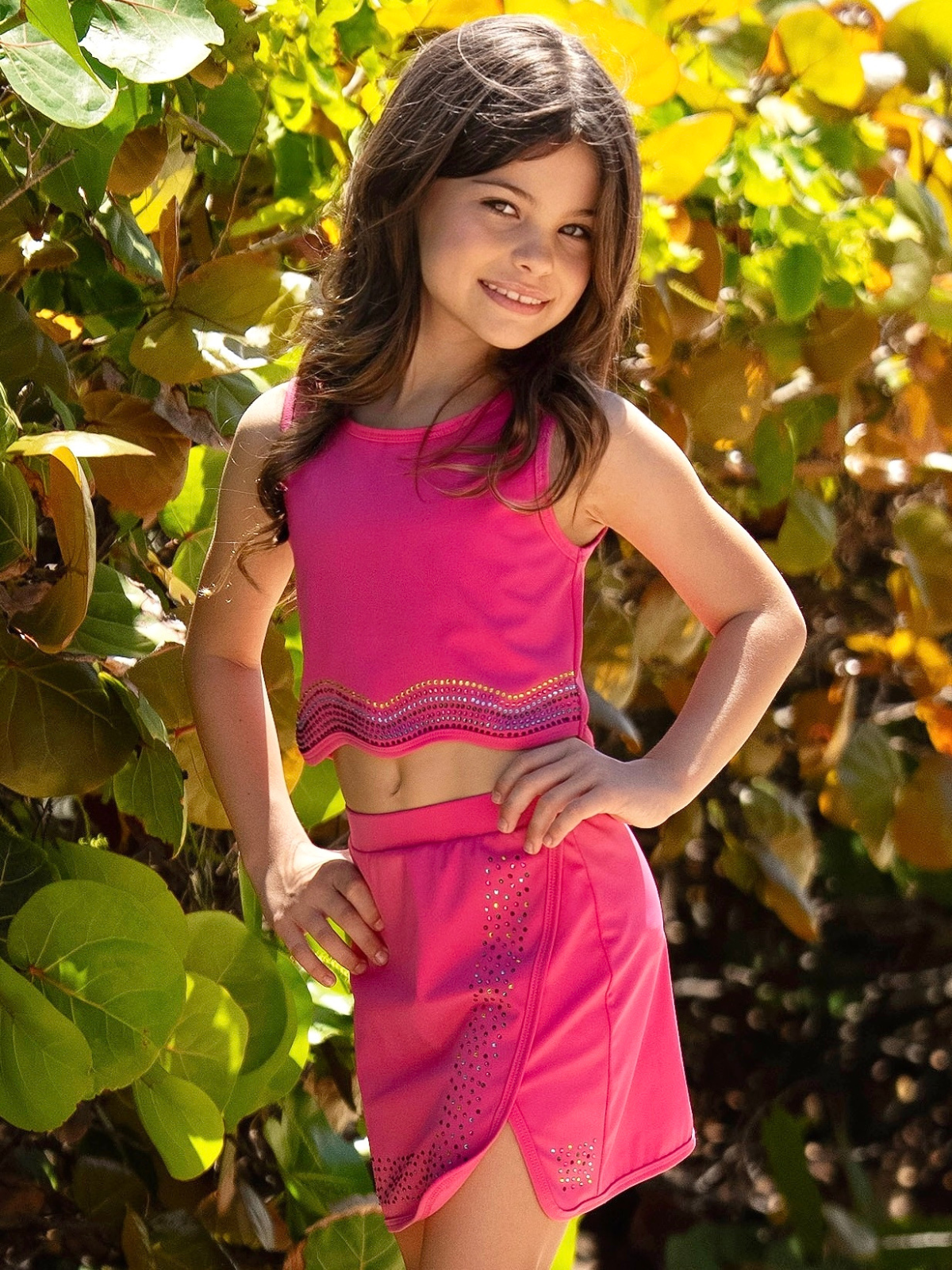 Pink Sparkle Rhinestone Tank Top and Skort Set