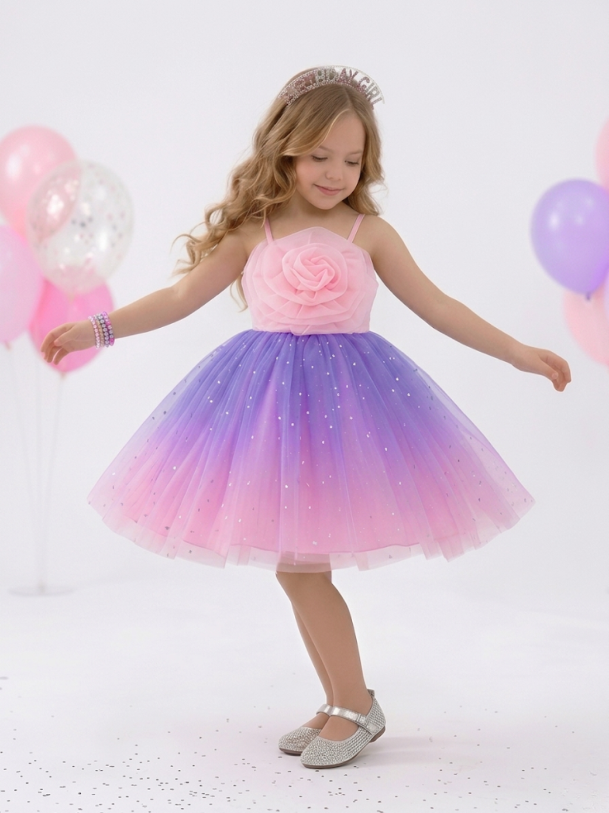 Dreamy Twirl Pink Ombre Tulle Dress