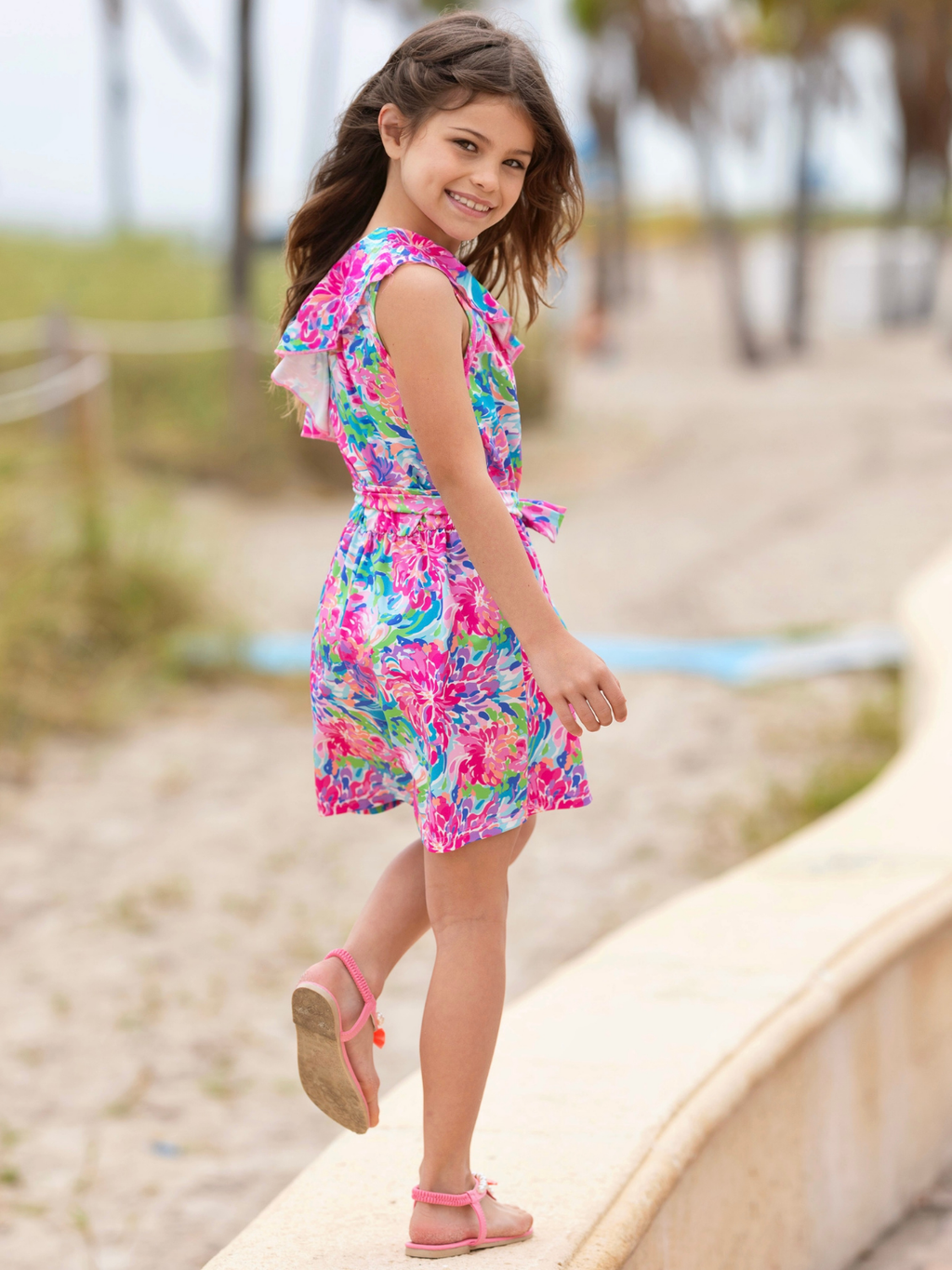 Mommy and Me Tropical Bloom Floral Ruffle Romper