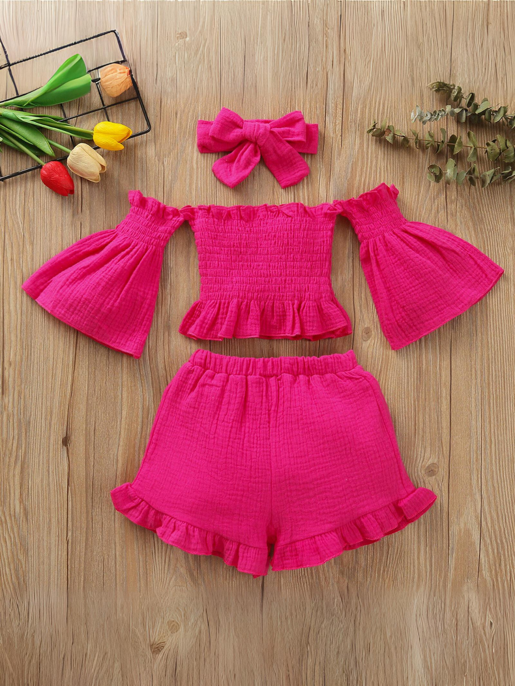 Comfy For Spring Smocked Top And Ruffle Short Set