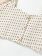 Chic Striped Flutter Sleeve Top & Belted Shorts Set