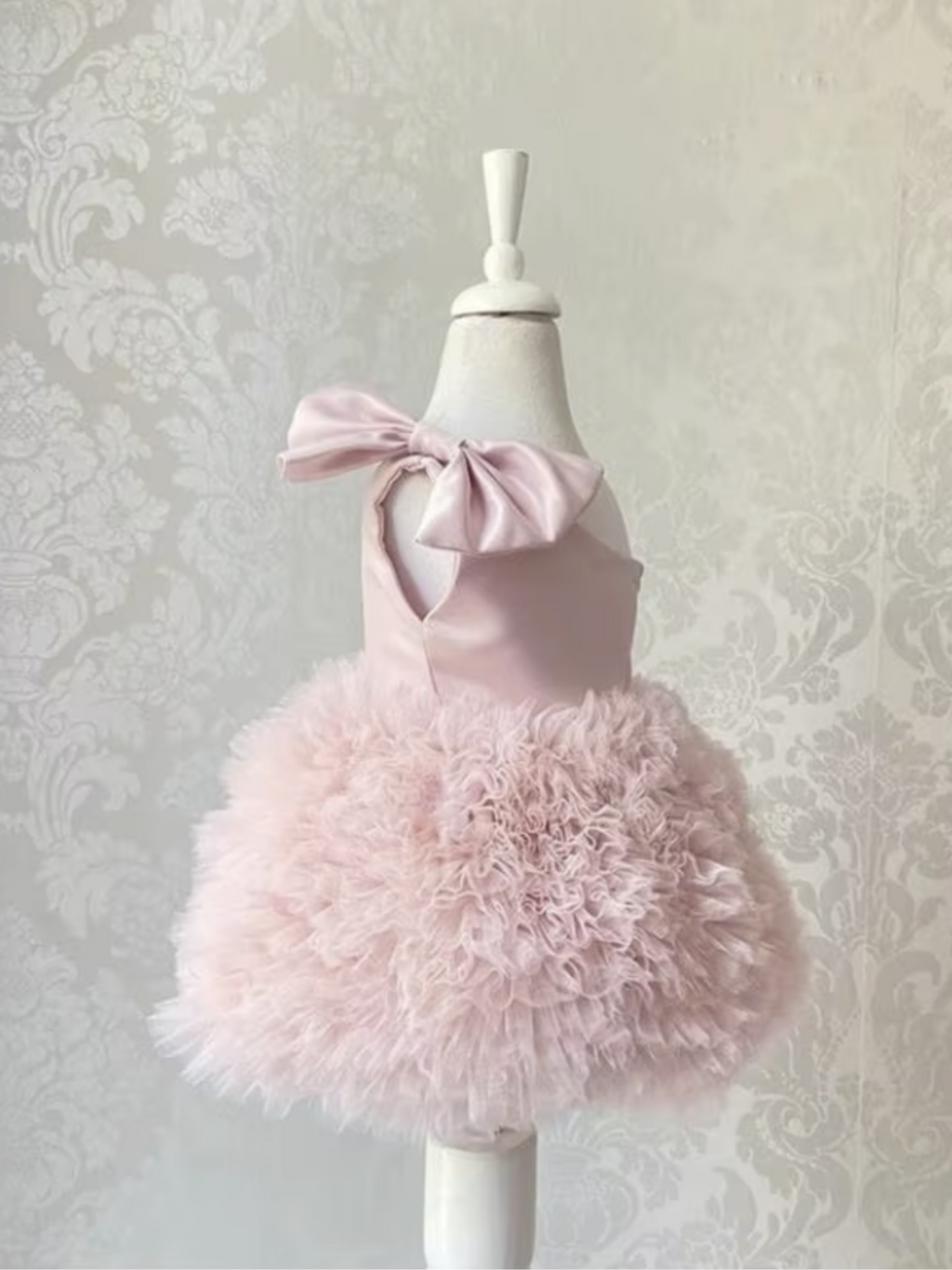 One Shoulder Bow Ruffle Tulle Dress