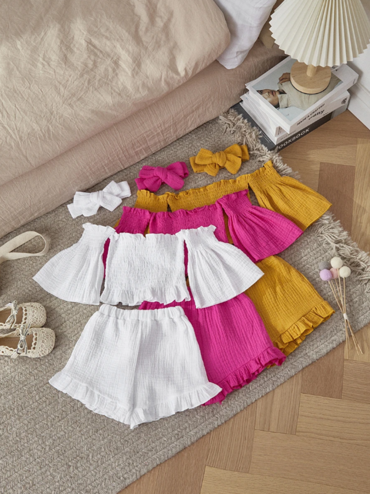 Comfy For Spring Smocked Top And Ruffle Short Set