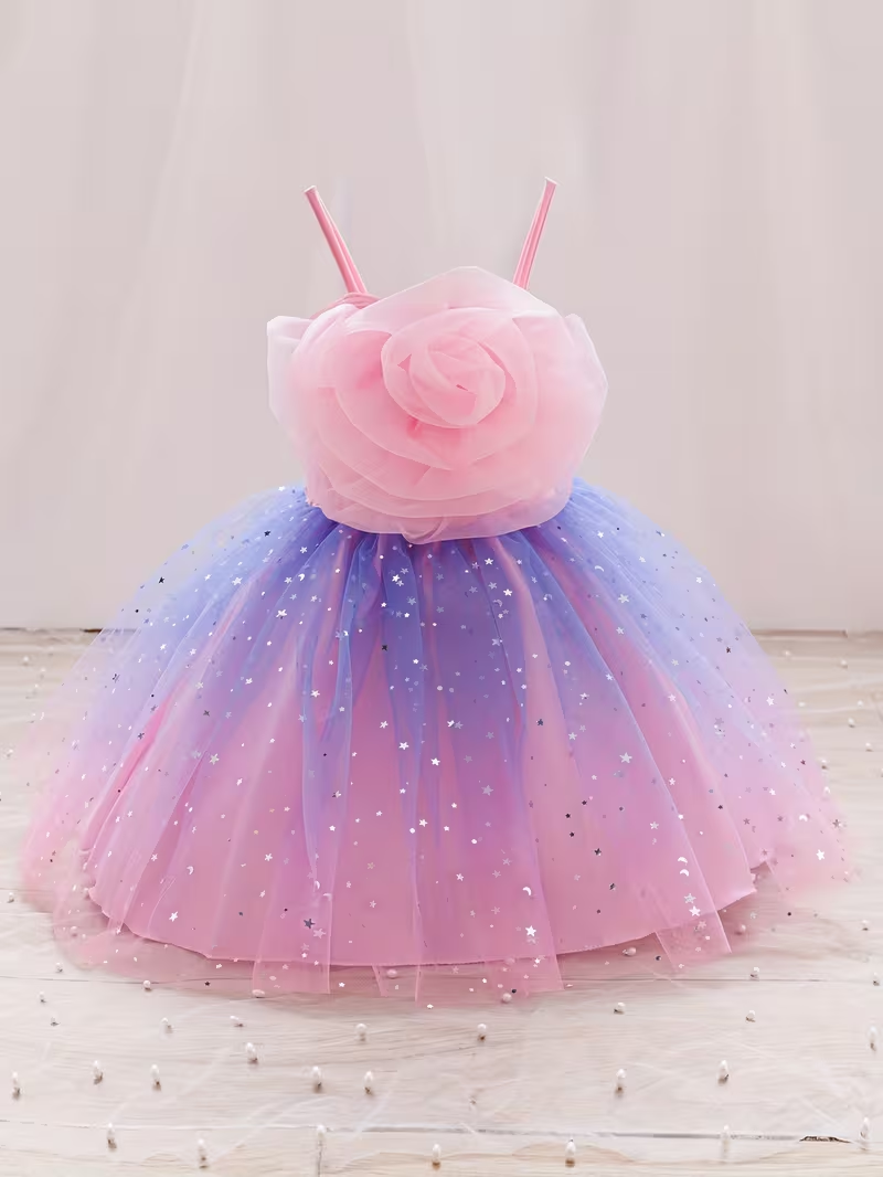 Dreamy Twirl Pink Ombre Tulle Dress
